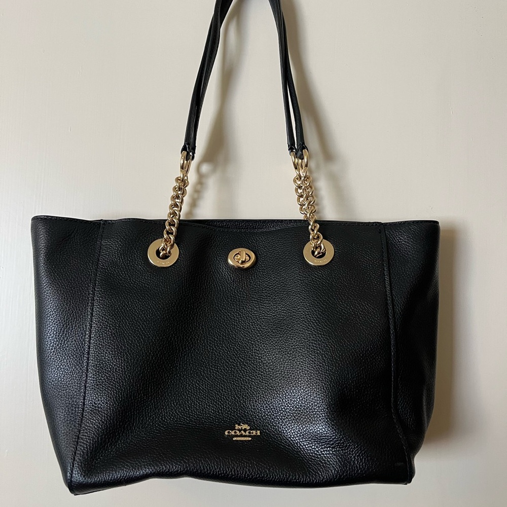 Coach Black Leather Tote Bag